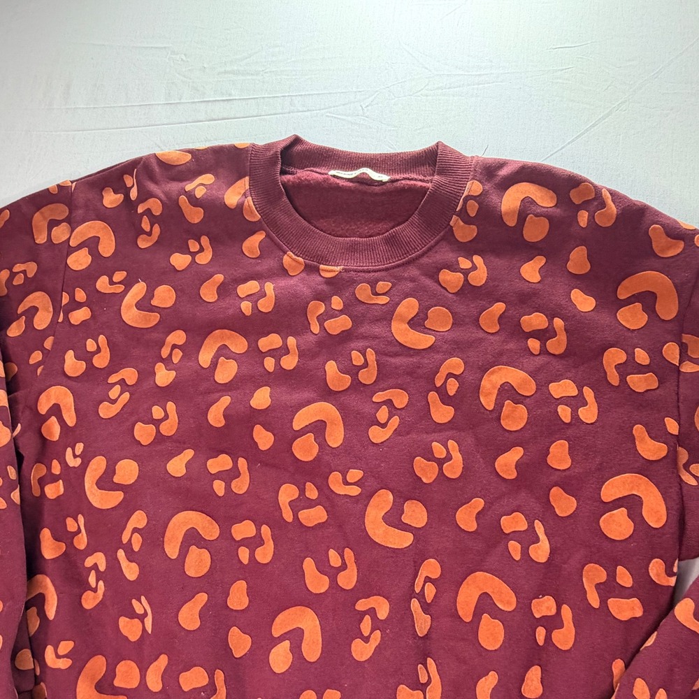 Marine Layer Women's XL‎ Crew Neck Sweatshirt Leopard Print Pullover Casual